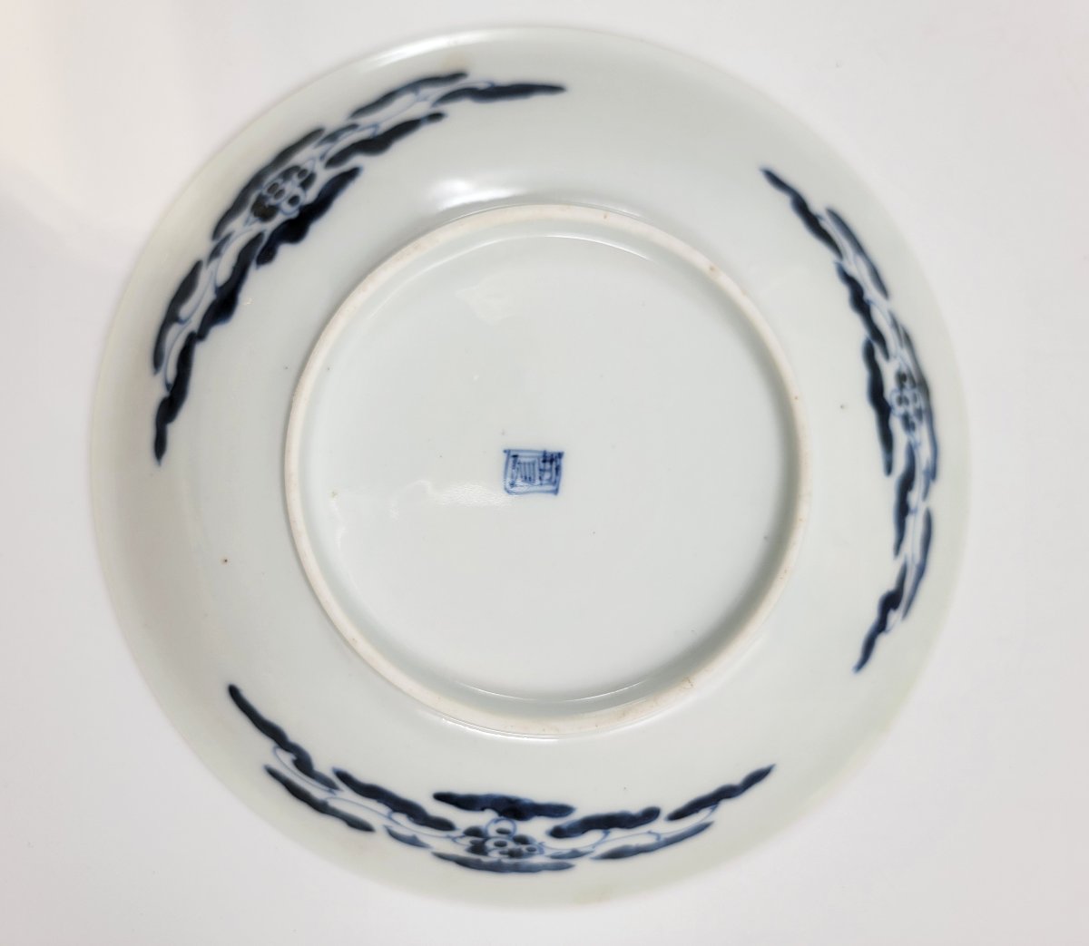 Pair Of Japanese Arita Blue & White ‘twin Koi’ Dishes, Meiji Era, Fuku Mark-photo-4