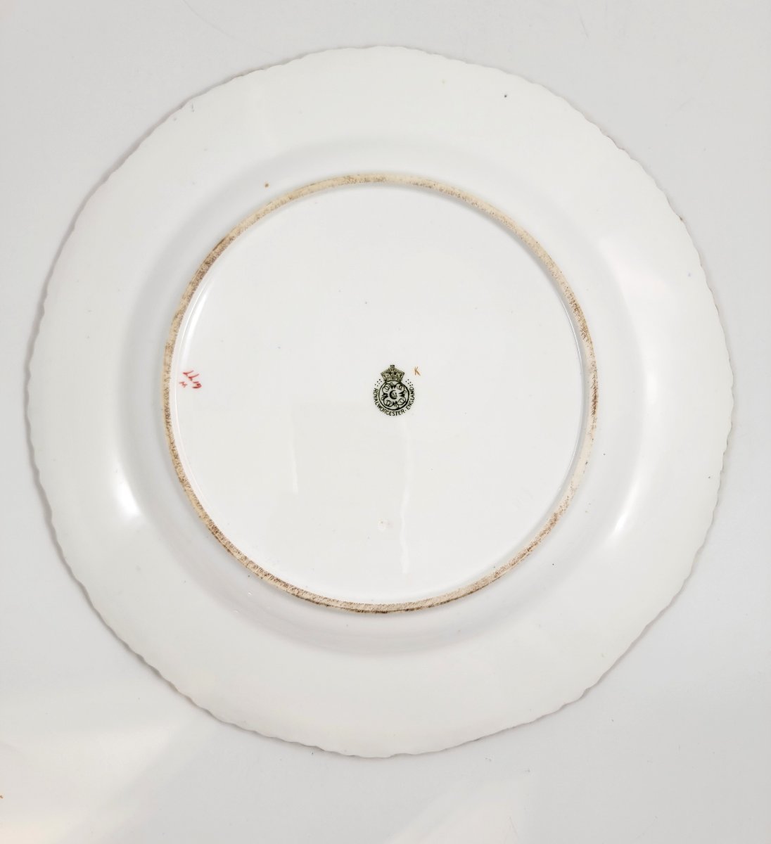 Royal Worcester Cabinet Plate, 1903, Cobalt Ground, Painted Flowers, Gold-photo-3