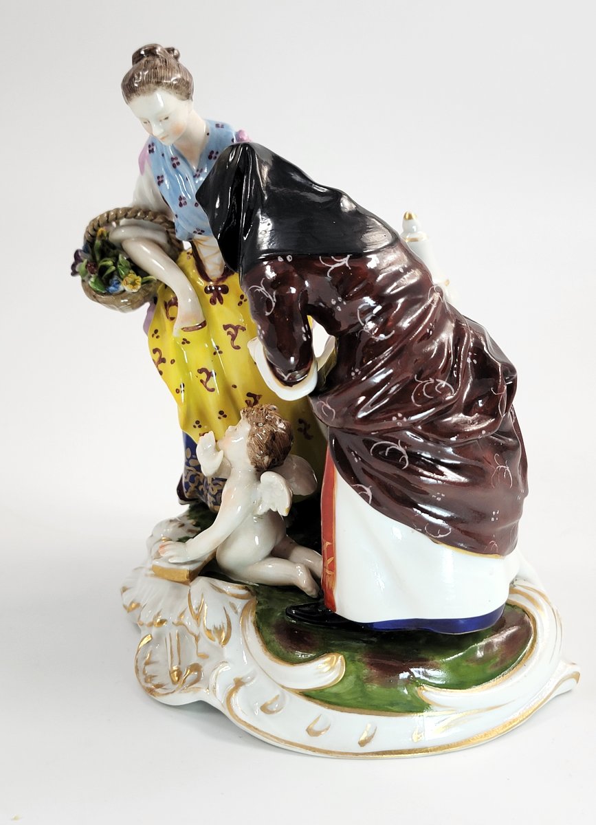 Aelteste Volkstedt – Groupe en porcelaine « La Chiromancienne et Cupidon », 1915-photo-3