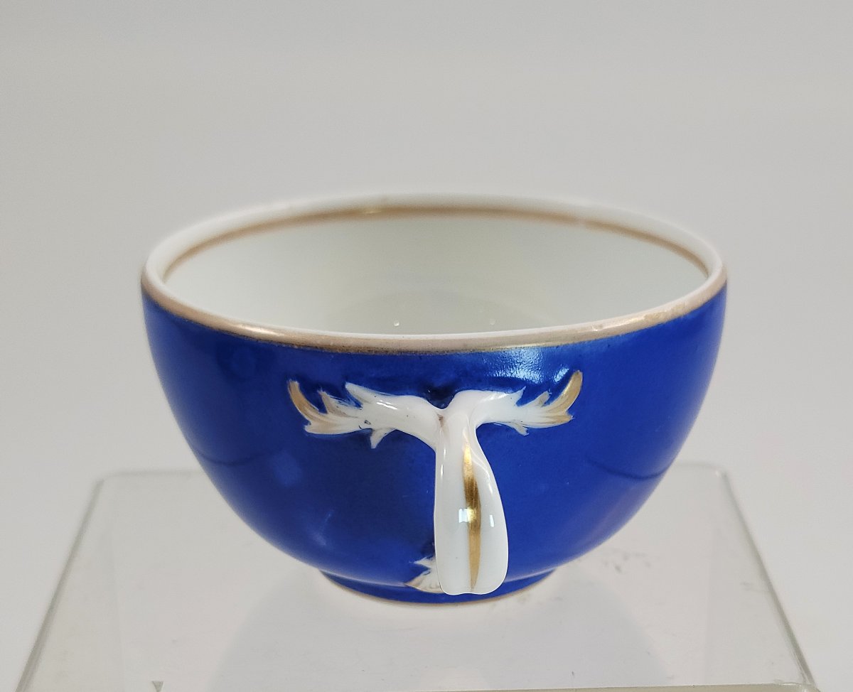 Gardner Porcelain Tea Cup And Saucer, Moscow, C.1880, Cobalt & Floral-photo-1