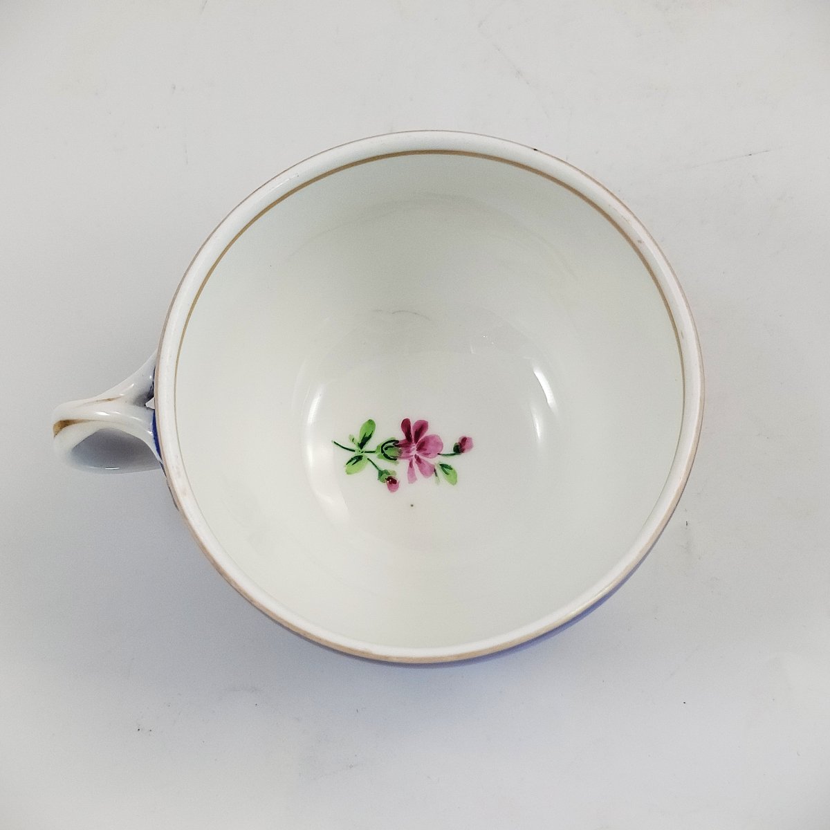 Gardner Porcelain Tea Cup And Saucer, Moscow, C.1880, Cobalt & Floral-photo-4