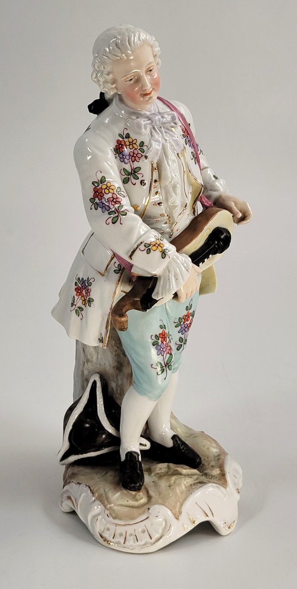 Samson Paris Porcelain Figure, Gallant With Hurdy-gurdy, C.1880-photo-2