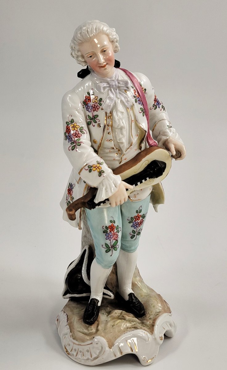 Samson Paris Porcelain Figure, Gallant With Hurdy-gurdy, C.1880-photo-3