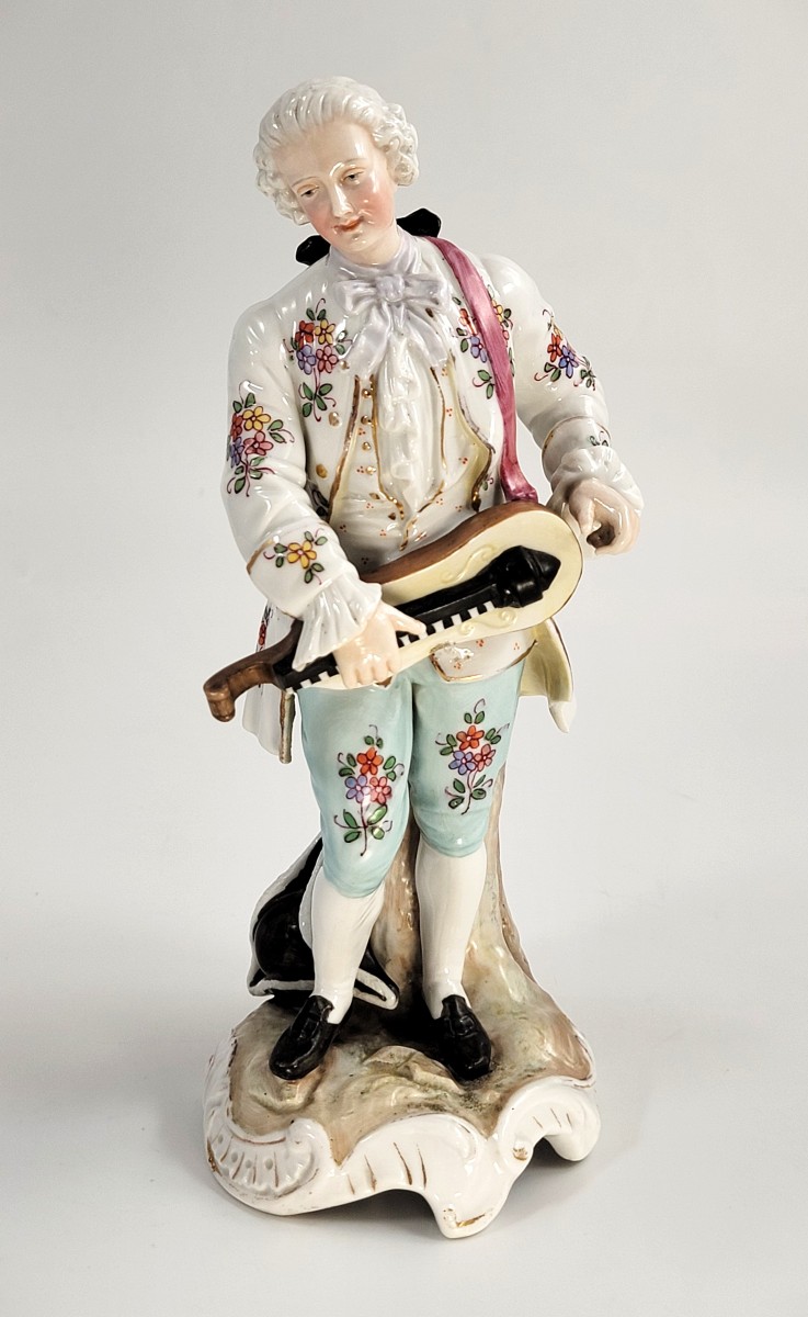 Samson Paris Porcelain Figure, Gallant With Hurdy-gurdy, C.1880
