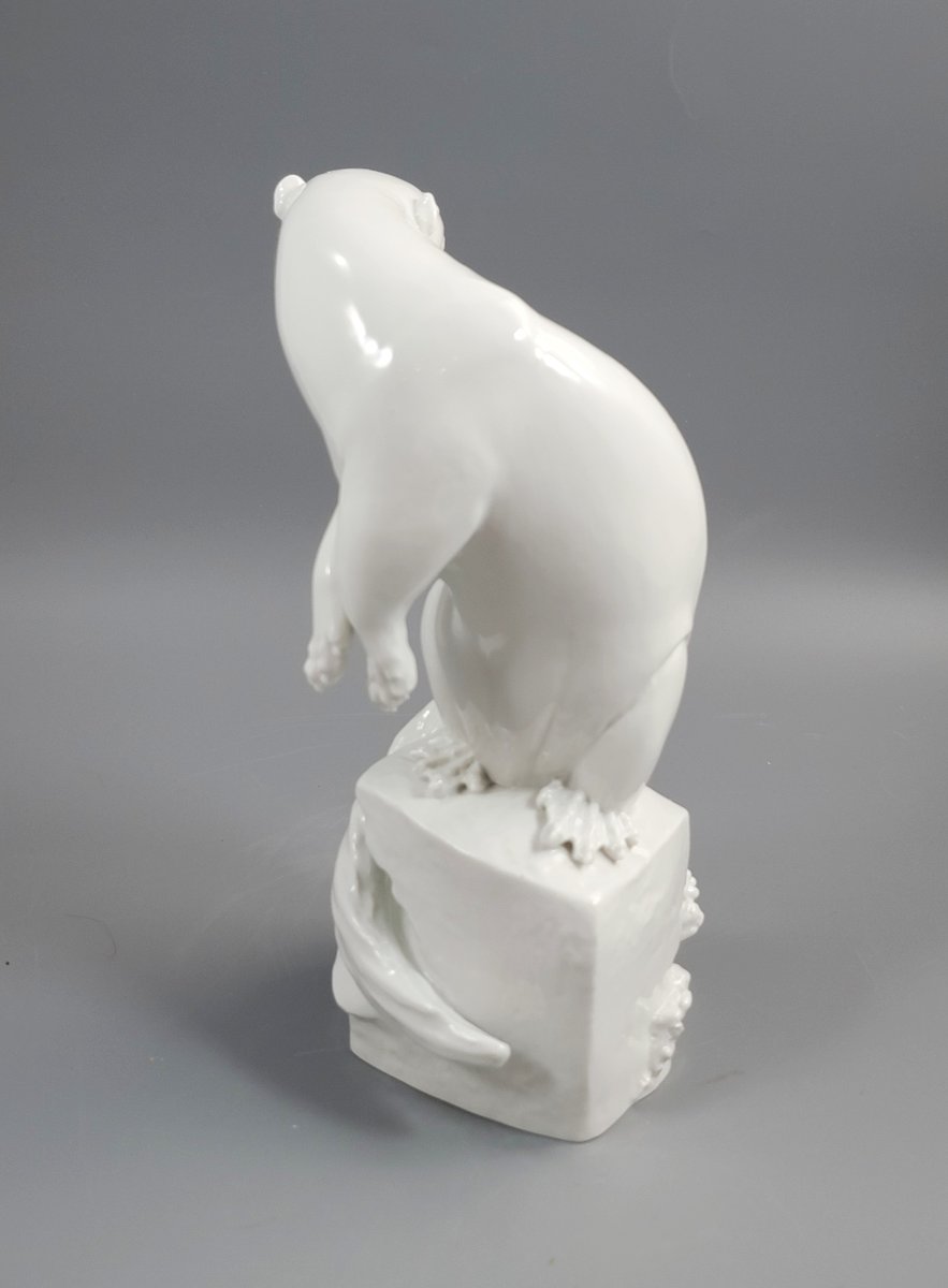 Meissen, Loutre par Max Esser, porcelaine blanche-photo-4