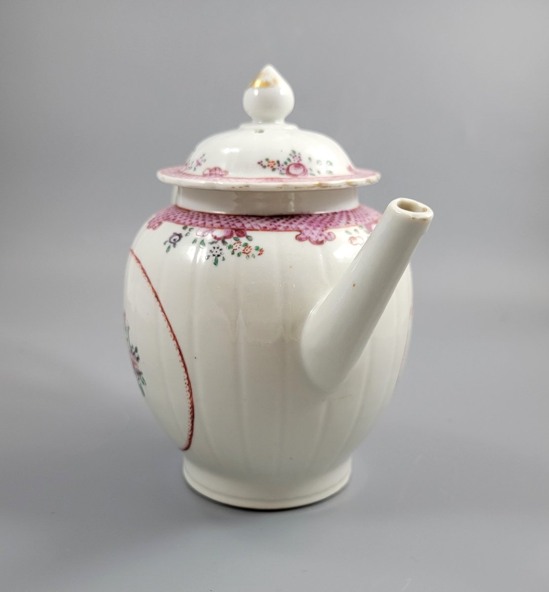 Antique New Hall Porcelain Teapot, Rare Ovoid Form, C.1790-photo-1