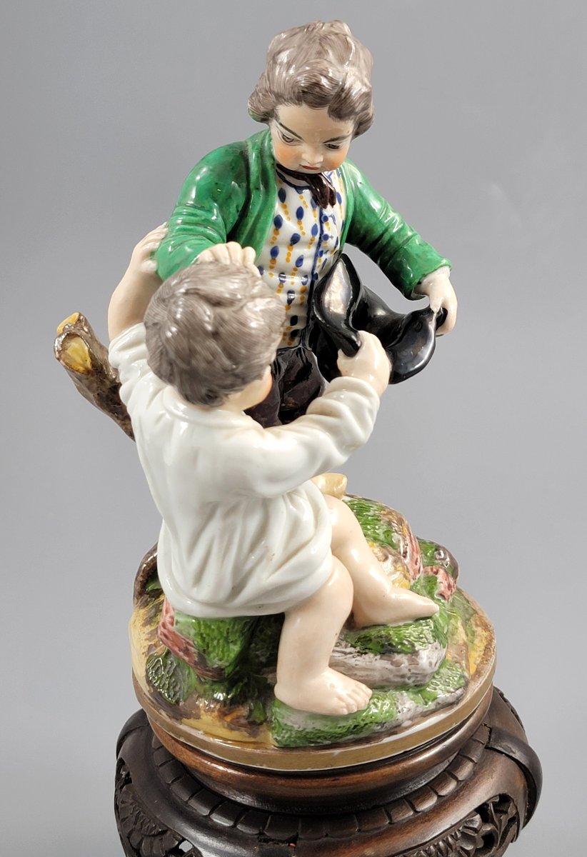 Niderviller Porcelain Figure Group Of Two Boys, C.1815-photo-5