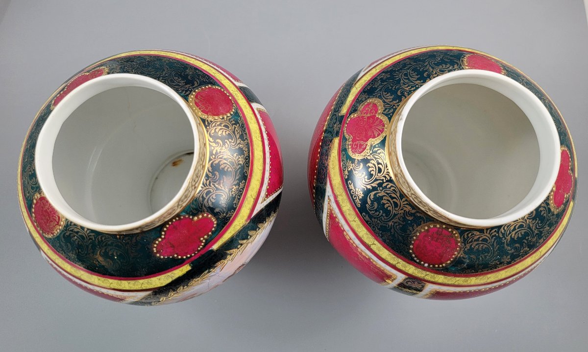 Pair Of Vienna Porcelain Vases, Royal Vienna Style, Circa 1880-photo-3
