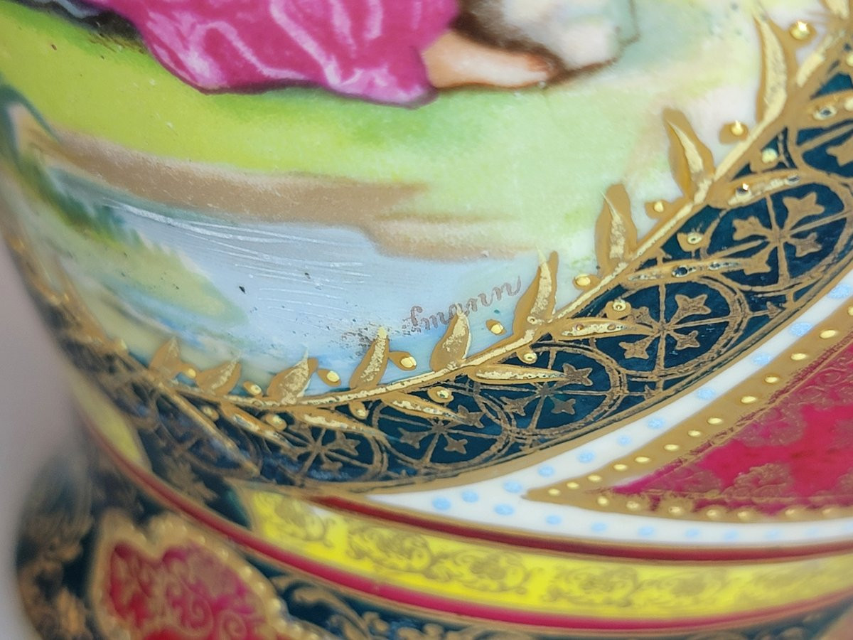 Pair Of Vienna Porcelain Vases, Royal Vienna Style, Circa 1880-photo-7