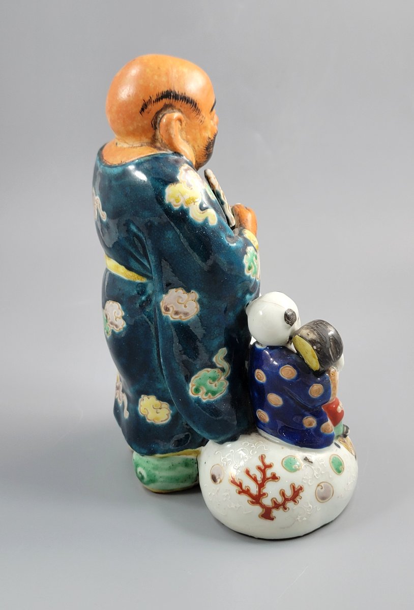Meiji Satsuma Figure: Hotei With Karako (tomoe Drum), C.1890-photo-2