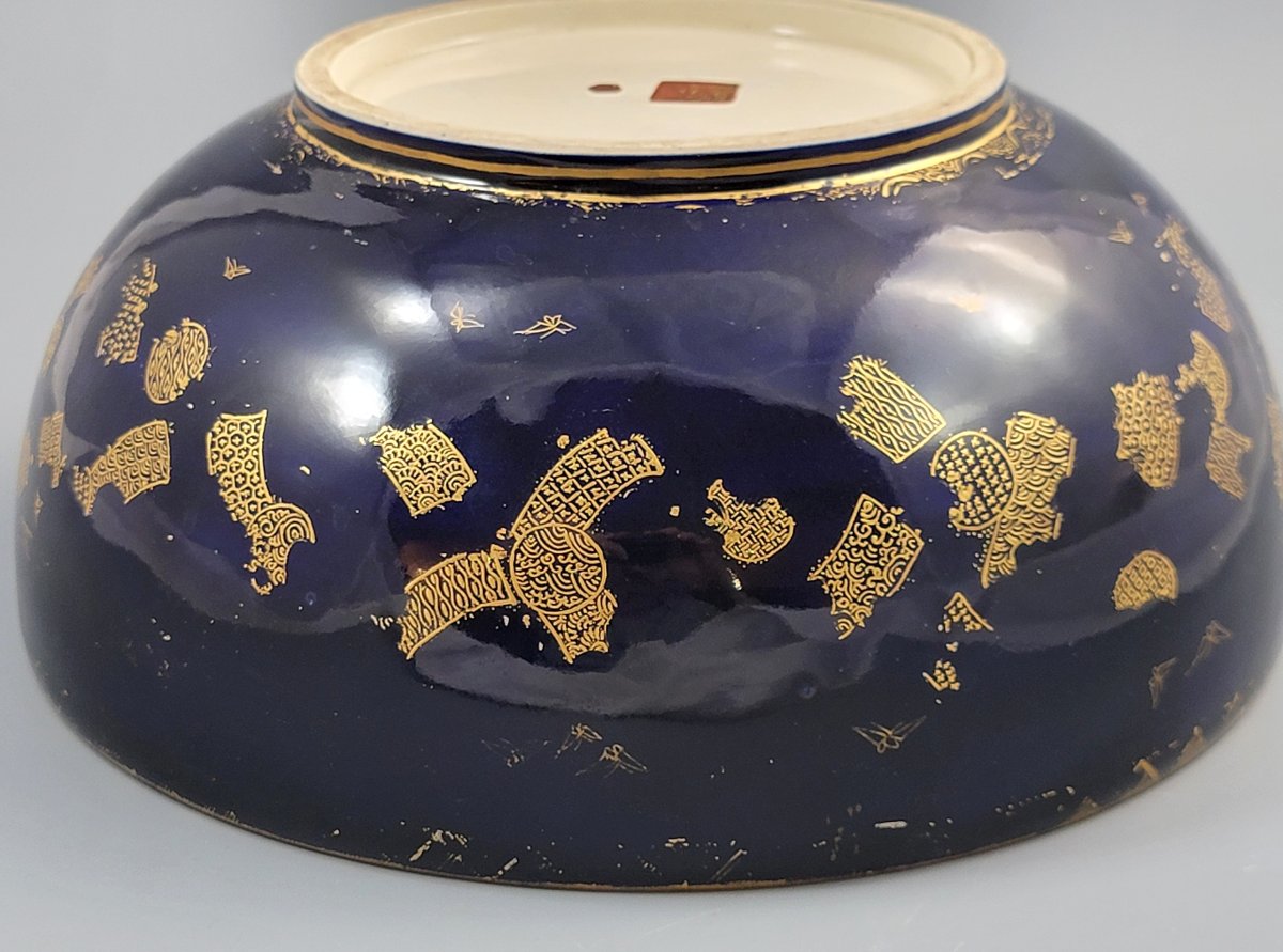 Kinkozan Kyoto Satsuma Bowl — Samurai Night Battle, Shimazu Crest, C.1900-photo-4