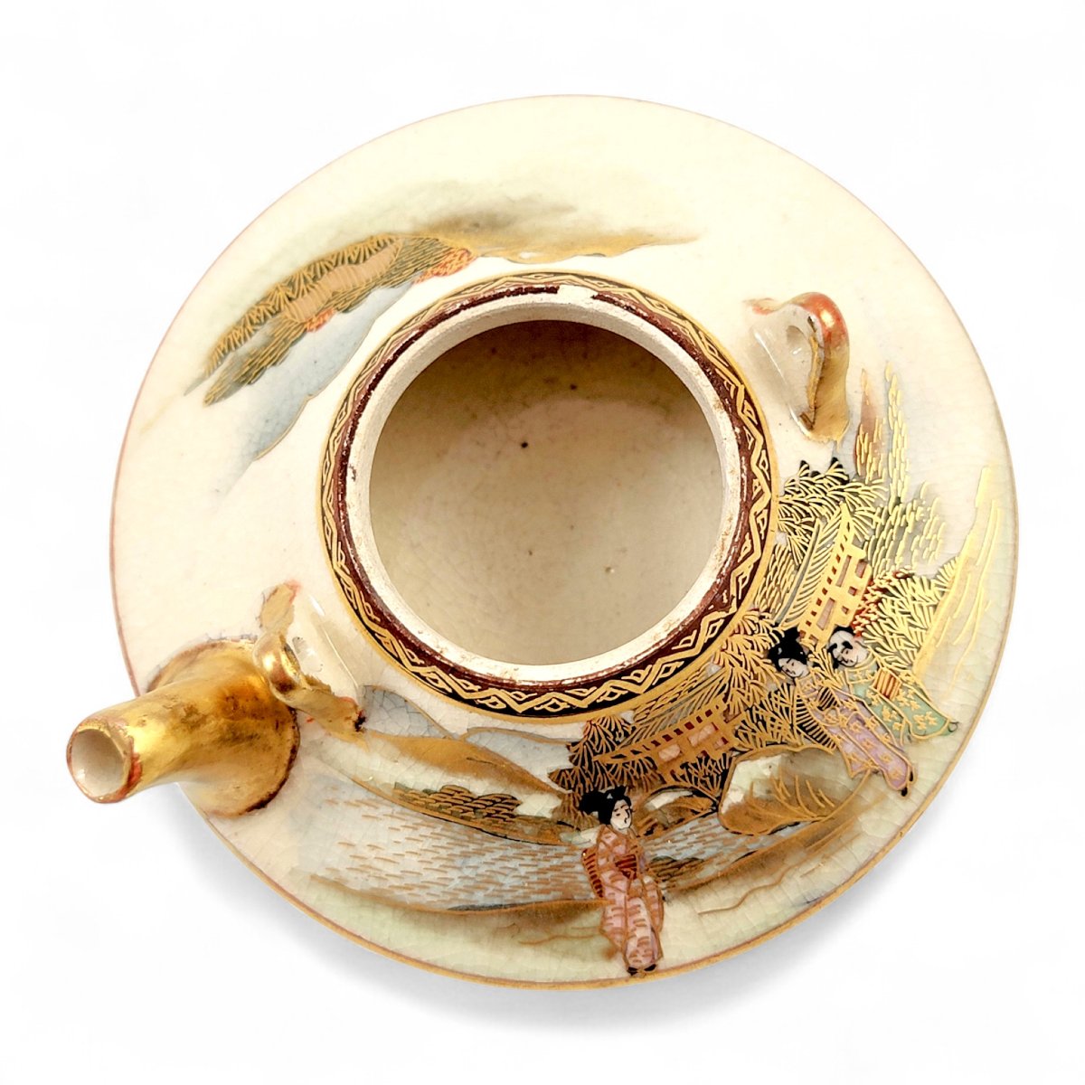 Brûle-parfum Satsuma de Kyoto aux bijin, atelier Kotobuki-dō, Japon période Meiji vers 1890-photo-3