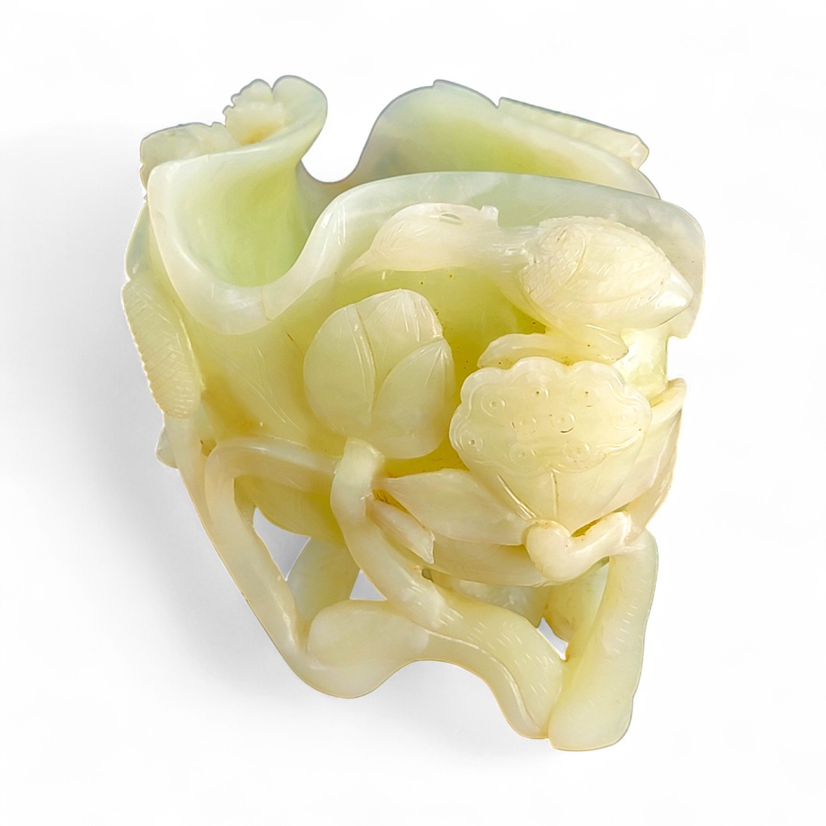 Large Chinese Hetian Jade Lotus-form Cup, Qing/republic C.1880–1920-photo-3