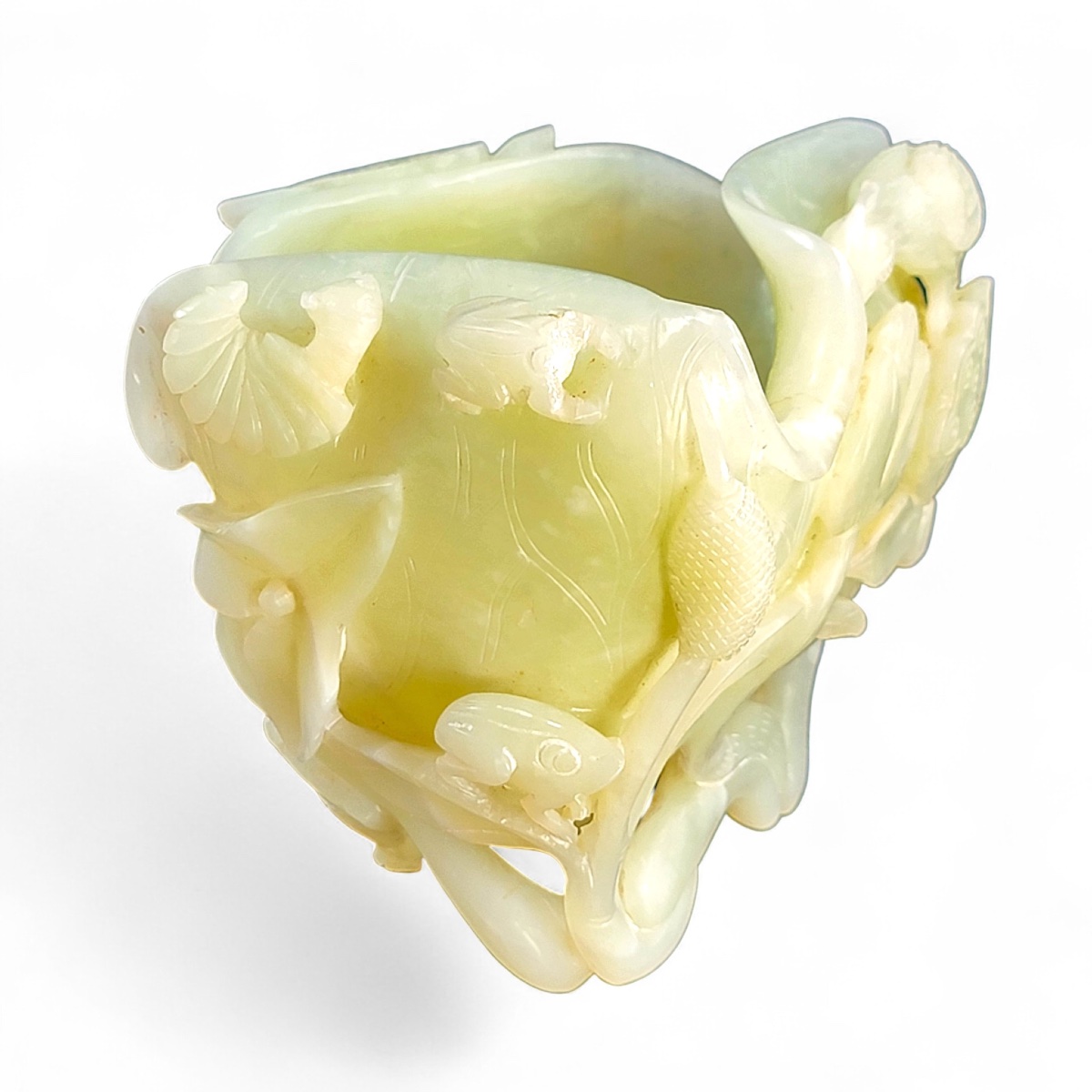Large Chinese Hetian Jade Lotus-form Cup, Qing/republic C.1880–1920-photo-4