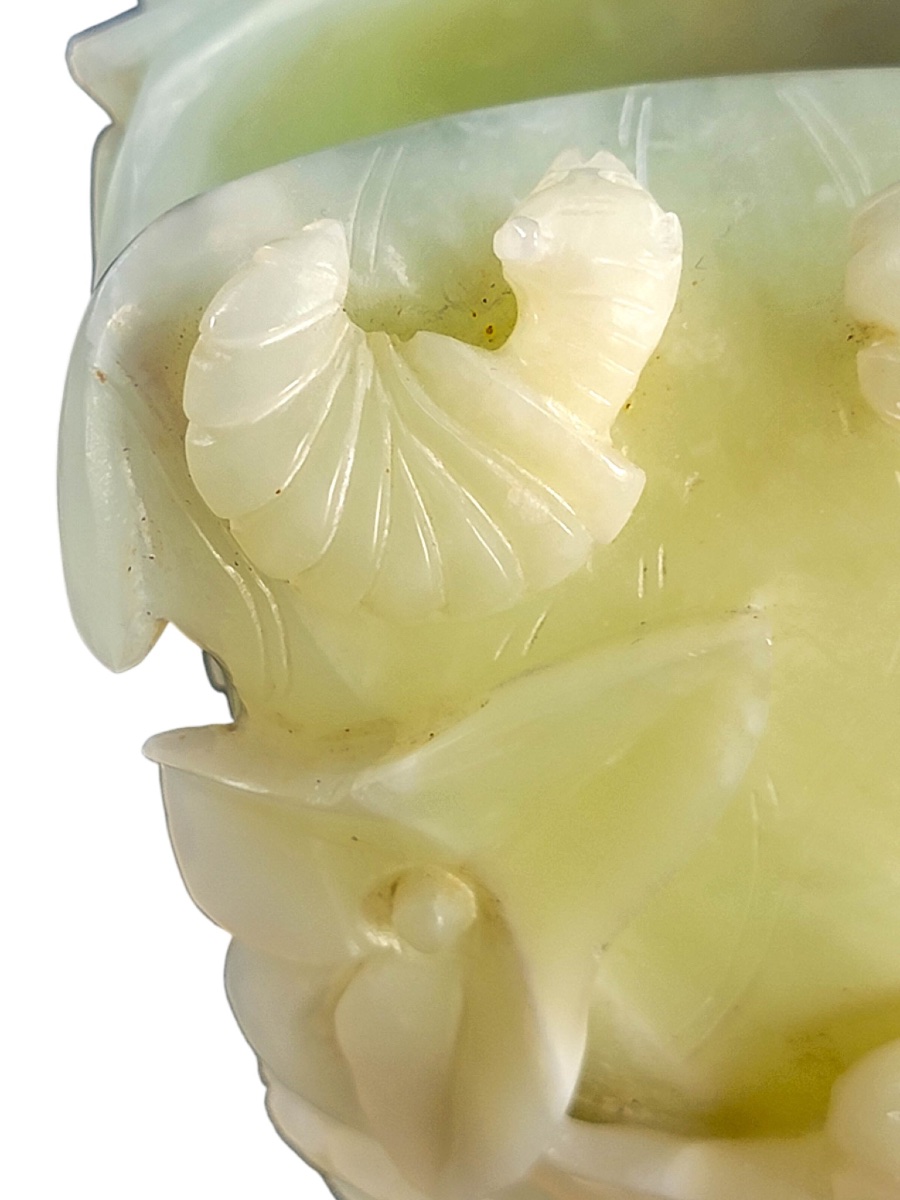 Large Chinese Hetian Jade Lotus-form Cup, Qing/republic C.1880–1920-photo-1