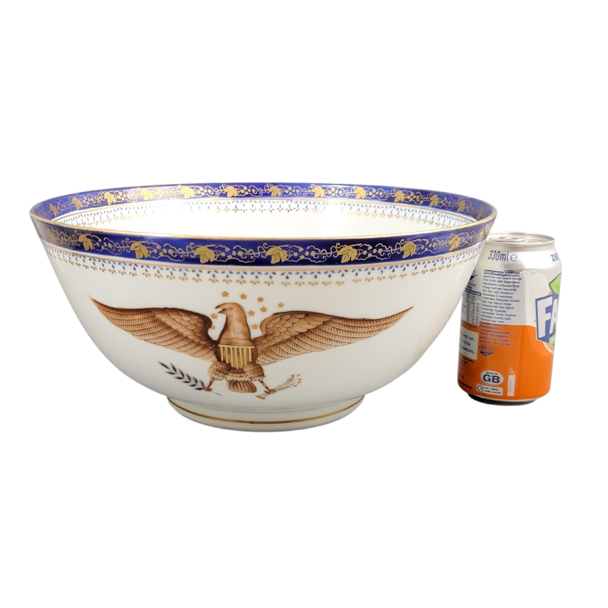 American Eagle Porcelain Punch Bowl, Early 20th Century-photo-1
