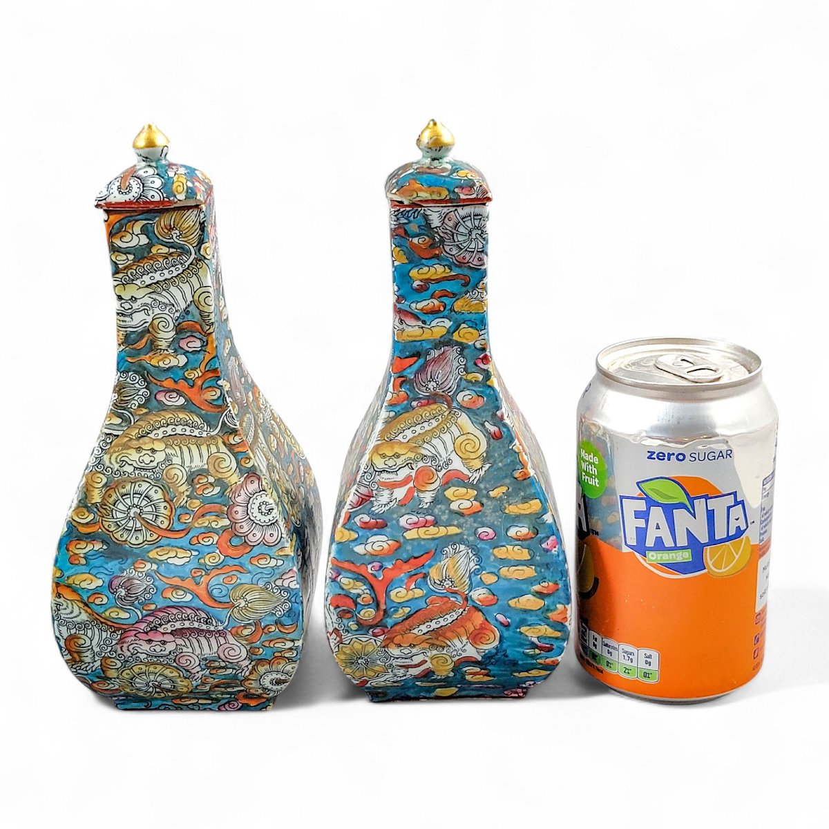 Pair Of Early Mason’s Ironstone “bandana” Pattern Lidded Jars, C.1810–1815-photo-1