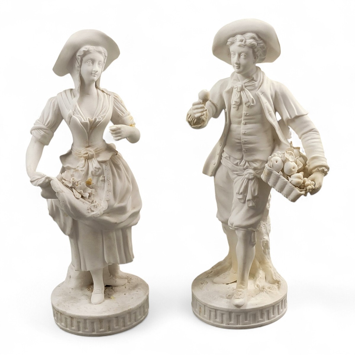 Minton Pair Of Parian Biscuit Figures “the Gardeners”, England, C.1845