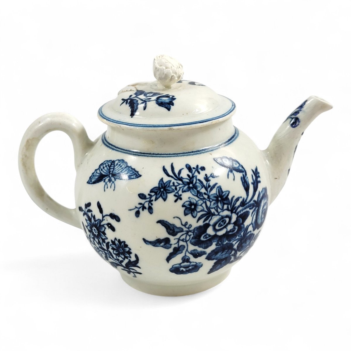 Théière Worcester, Première Période, décor Fence, vers 1760, marque croissant bleu-photo-2
