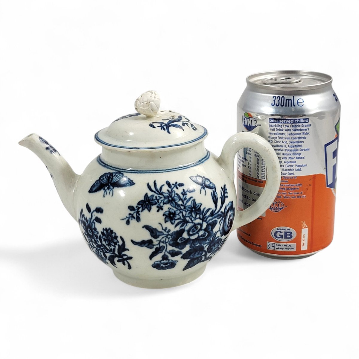 Théière Worcester, Première Période, décor Fence, vers 1760, marque croissant bleu-photo-1