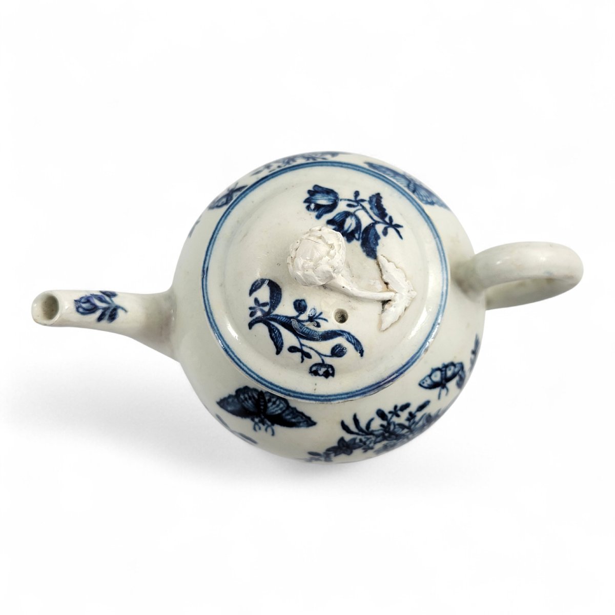 Théière Worcester, Première Période, décor Fence, vers 1760, marque croissant bleu-photo-3