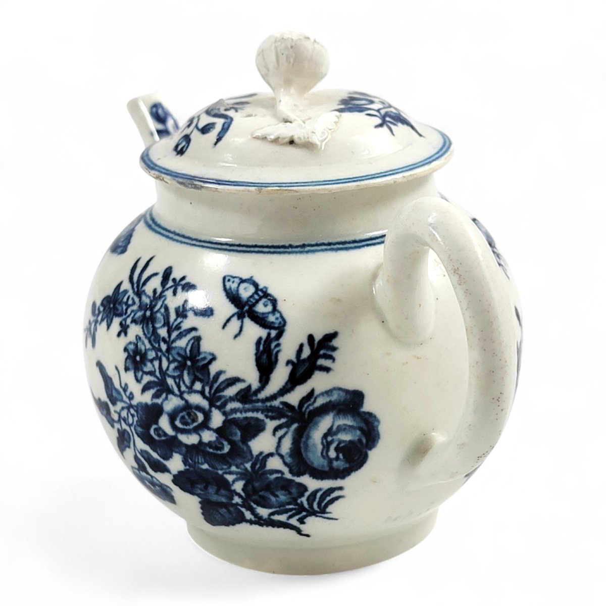 Théière Worcester, Première Période, décor Fence, vers 1760, marque croissant bleu-photo-8