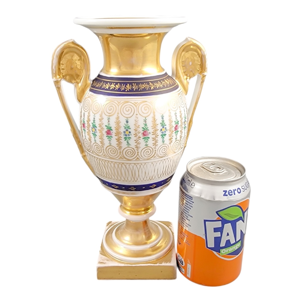Old Paris Empire Vase, France C. 1820 — Cobalt Bands & Gold Decoration-photo-1