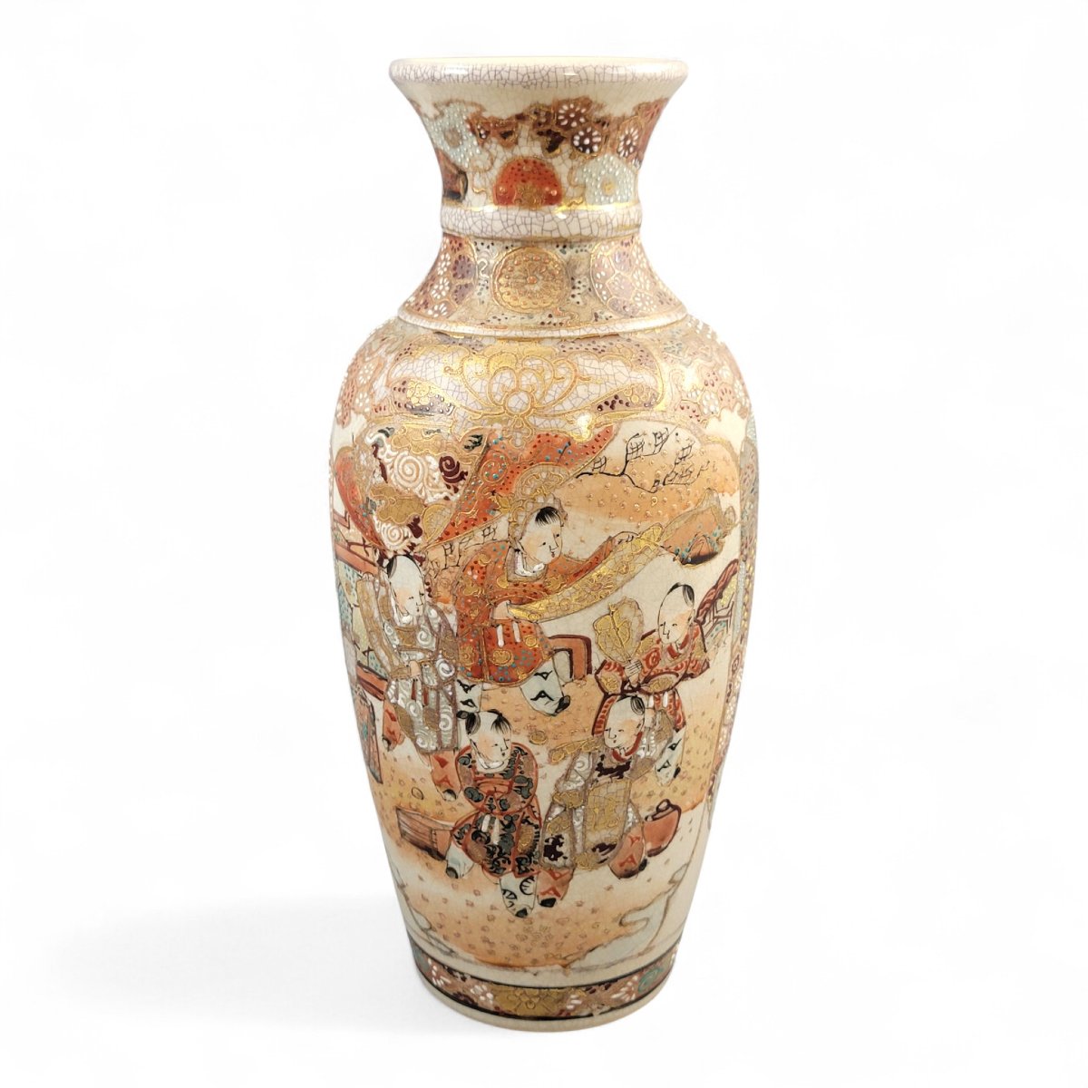 Vase Satsuma de Kyoto, procession de cour & karako, riche moriage doré, v.1890–1910-photo-4