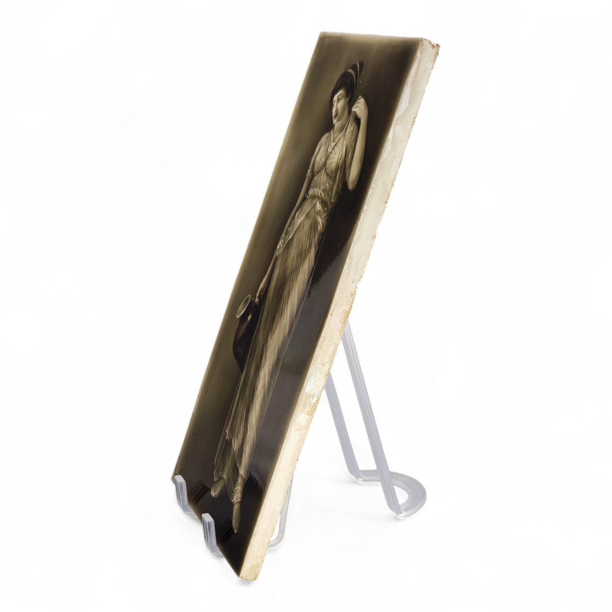 Victorian Figural Tile By Sherwin & Cotton, “lady With Ewer”, C.1890-photo-3