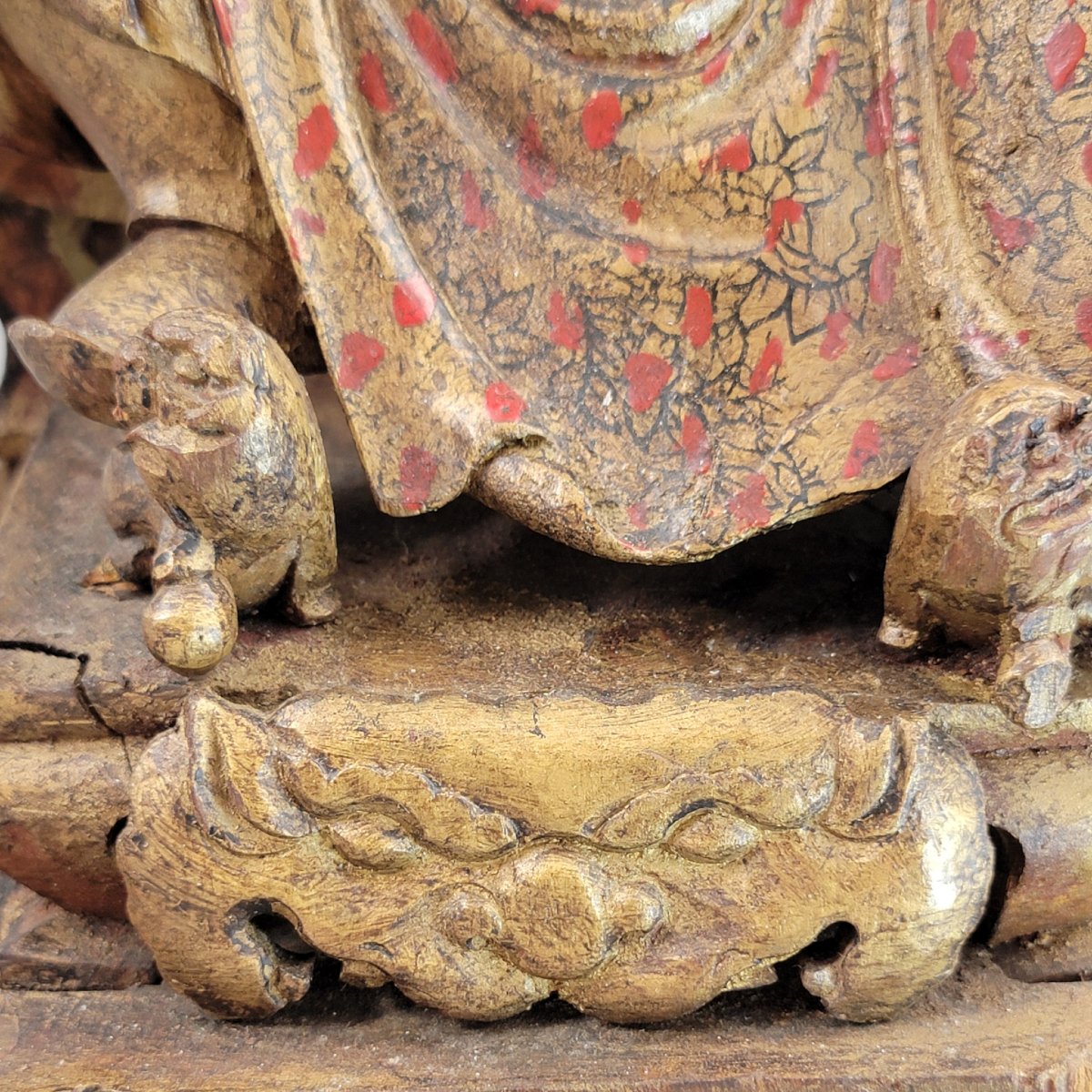 Early Chinese Gilt-wood Temple Figure Of A Seated Civil Official On Stepped Plinth, South China-photo-8