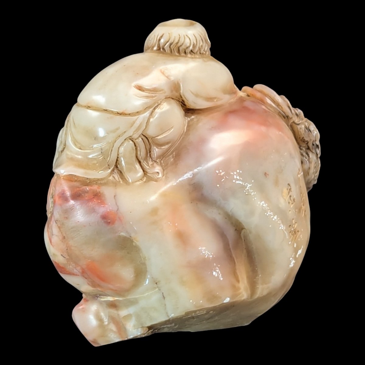 Chinese Shoushan Stone Scholar’s Seal — Liu Hai With Money Toad On Wealth Bag, C. 1930s-photo-4