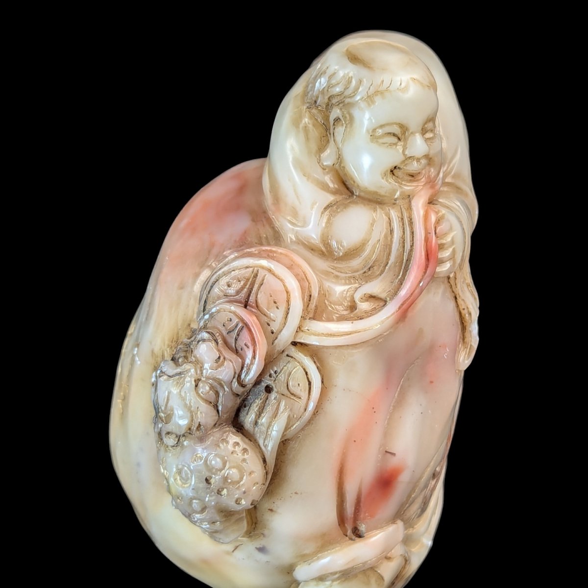 Chinese Shoushan Stone Scholar’s Seal — Liu Hai With Money Toad On Wealth Bag, C. 1930s-photo-4