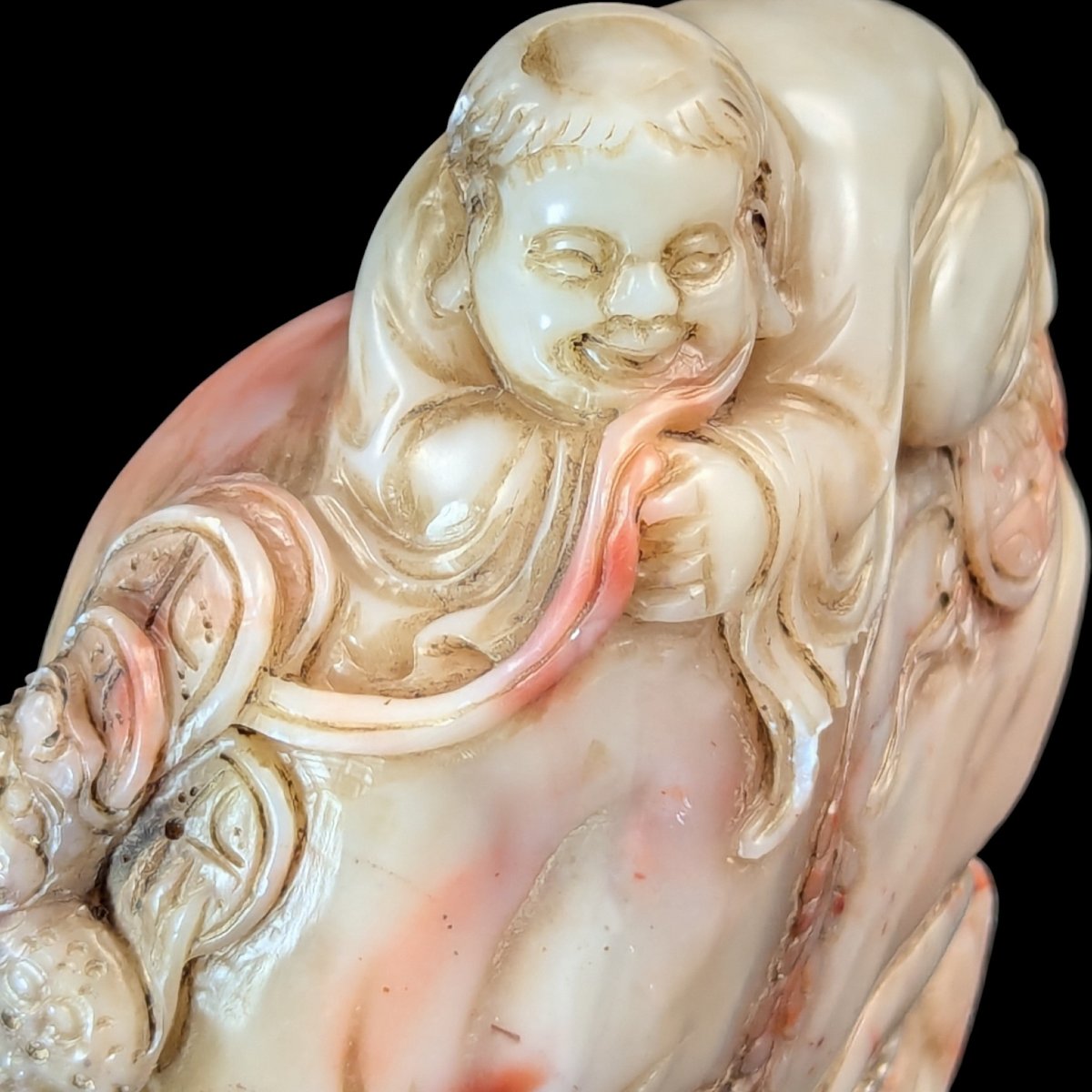 Chinese Shoushan Stone Scholar’s Seal — Liu Hai With Money Toad On Wealth Bag, C. 1930s-photo-5