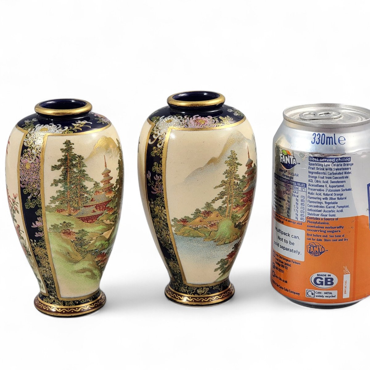 Pair Of Japanese Tashiro (田代) Satsuma-style Vases, 1920–30s — Immaculate Gilding-photo-2