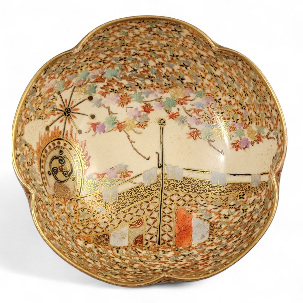 Bol Satsuma « Mille Papillons » signé Hododa, blason Shimazu, Japon, vers 1895–1910-photo-2