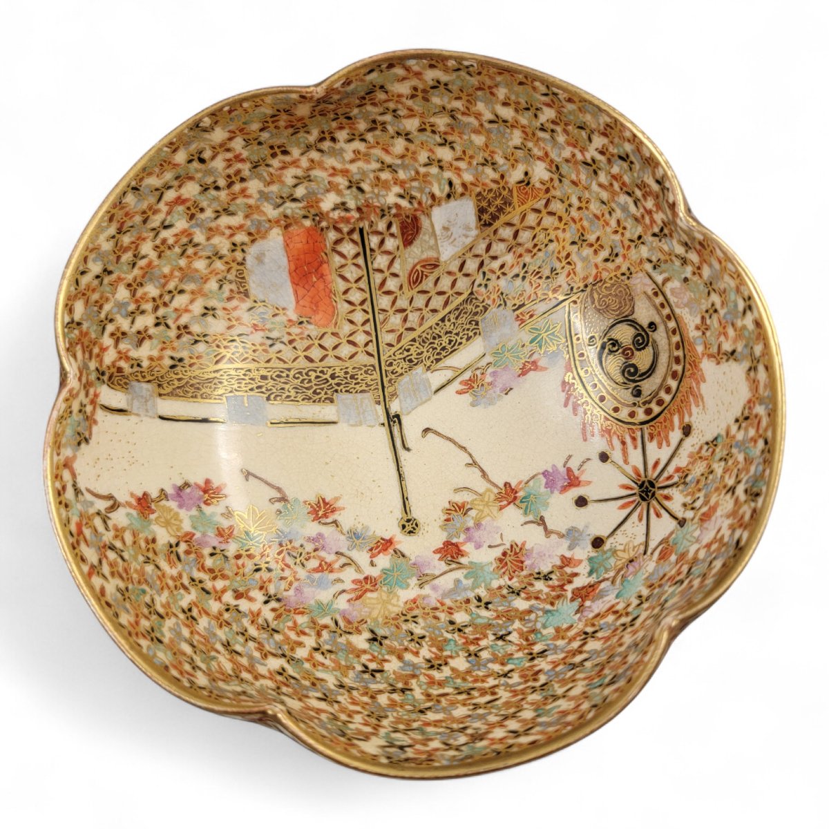 Bol Satsuma « Mille Papillons » signé Hododa, blason Shimazu, Japon, vers 1895–1910-photo-3