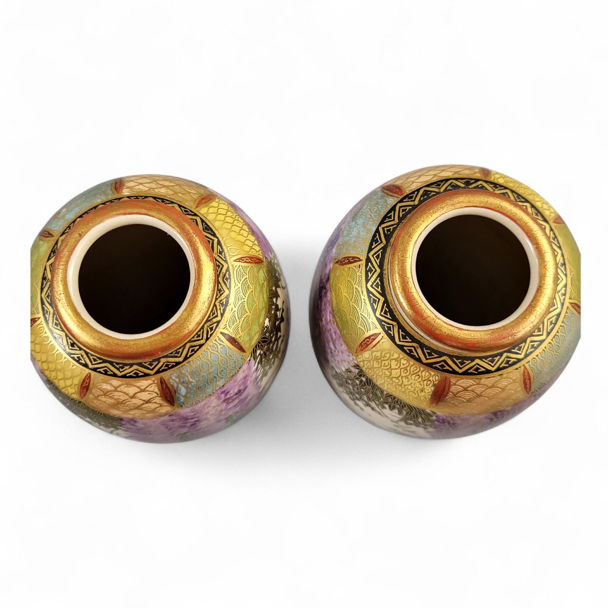 Paire De Vases Satsuma Signés Tagawa, Kyoto, Japon, Vers 1900–1915-photo-1