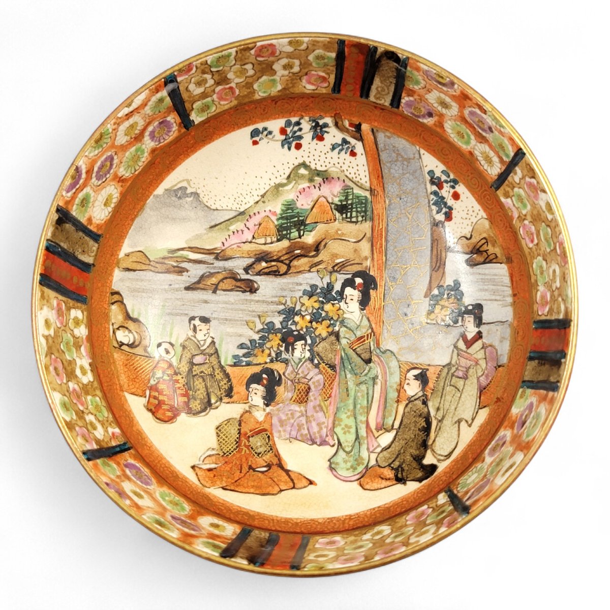 Bol Satsuma de Kyoto « Femme et Enfants sous le Camélia », vers 1890-photo-4