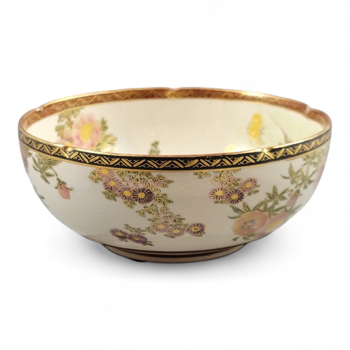 Satsuma Meiji Bowl With Floral Decoration, Nikko Workshop, Shimazu Mark, C.1890–1910-photo-4