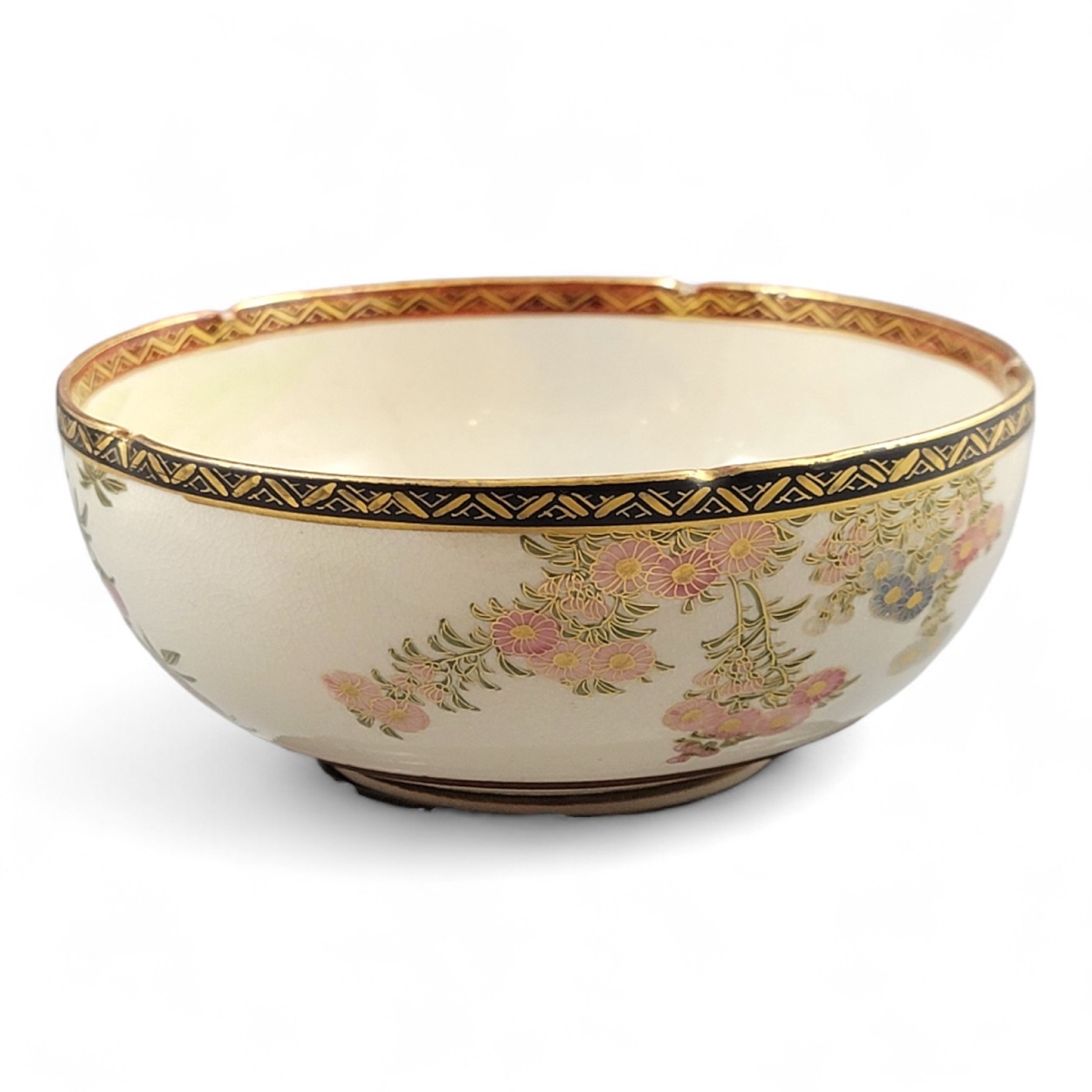 Satsuma Meiji Bowl With Floral Decoration, Nikko Workshop, Shimazu Mark, C.1890–1910-photo-7