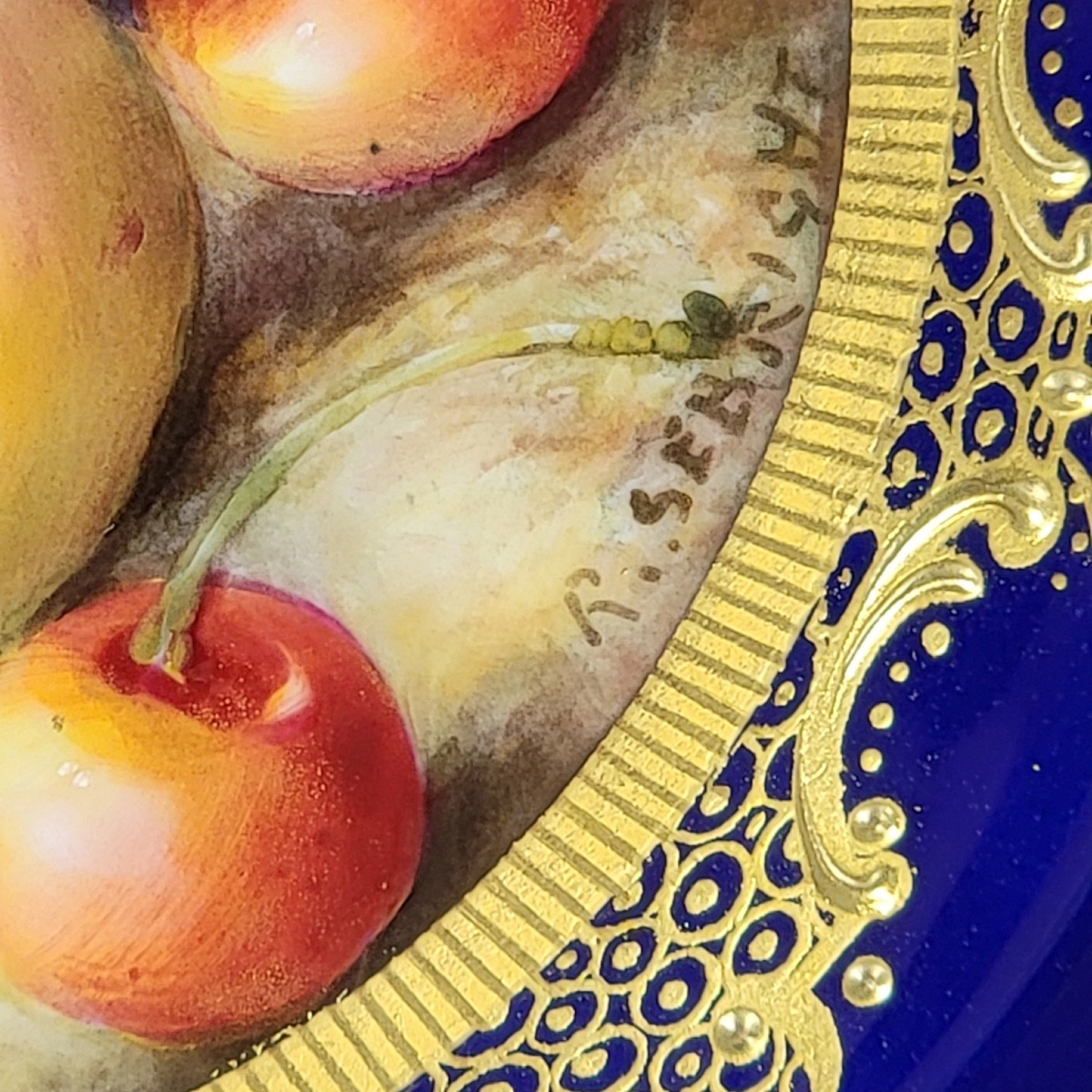 Assiette de Cabinet Royal Worcester peinte par Richard Sebright pour Maple London, 1921-photo-3