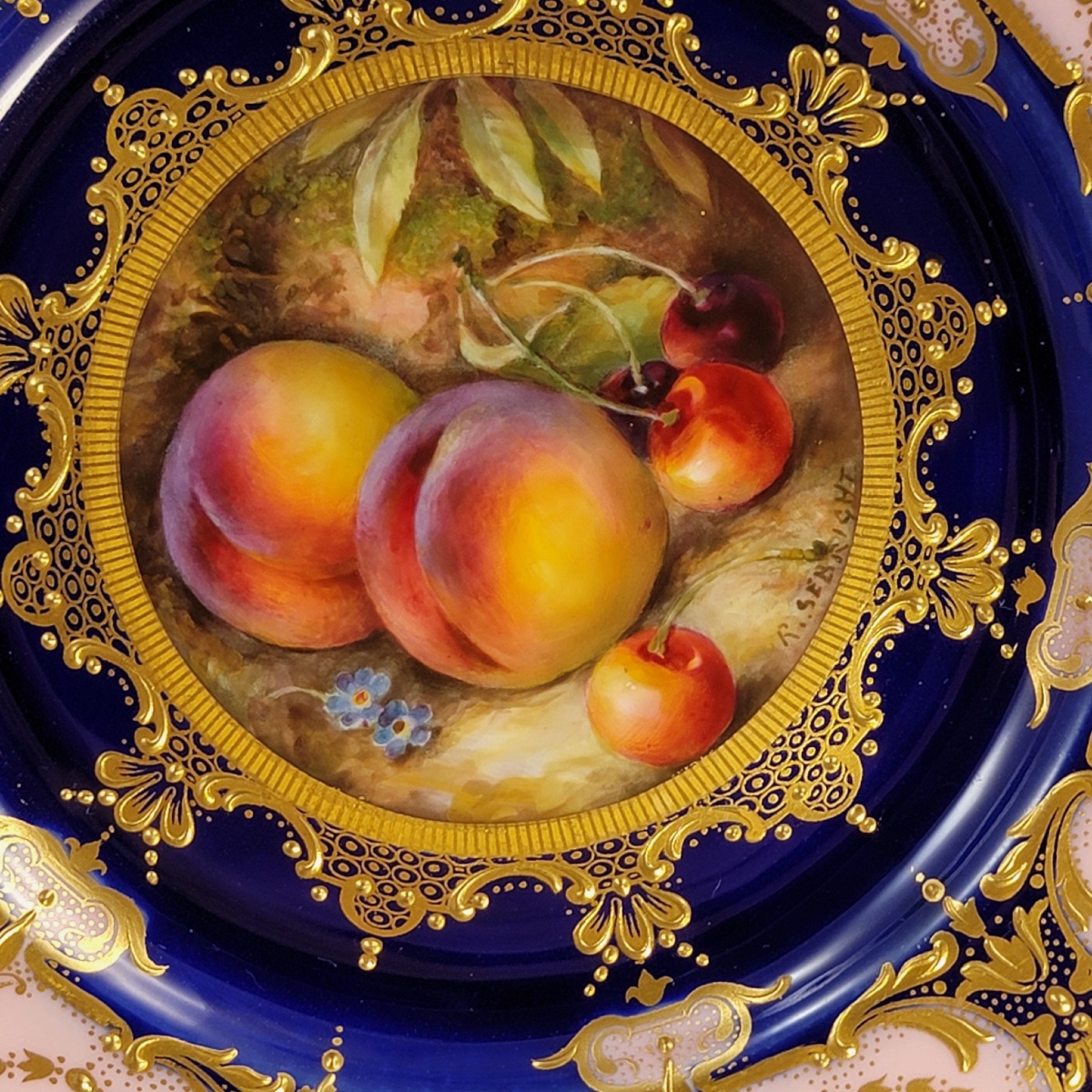 Assiette de Cabinet Royal Worcester peinte par Richard Sebright pour Maple London, 1921-photo-6