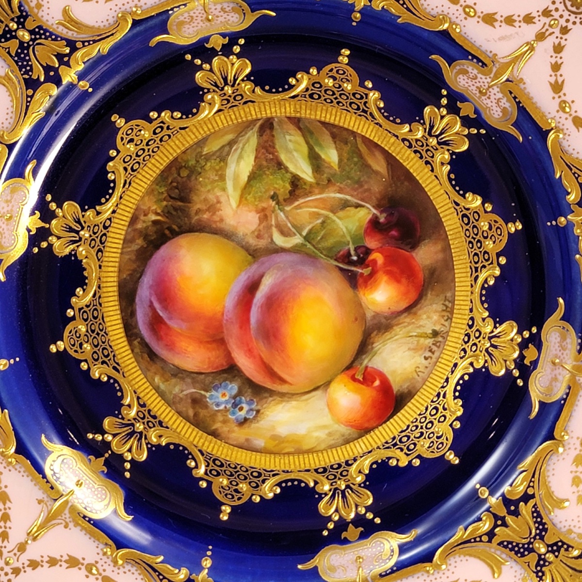 Assiette de Cabinet Royal Worcester peinte par Richard Sebright pour Maple London, 1921-photo-8