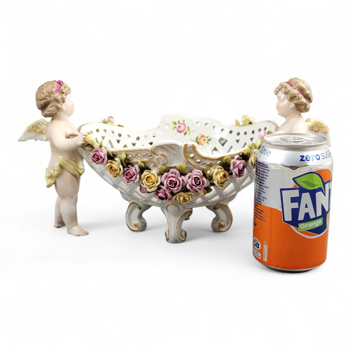 Centre de table en porcelaine de Plaue Schierholz avec deux chérubins, vers 1907-photo-4