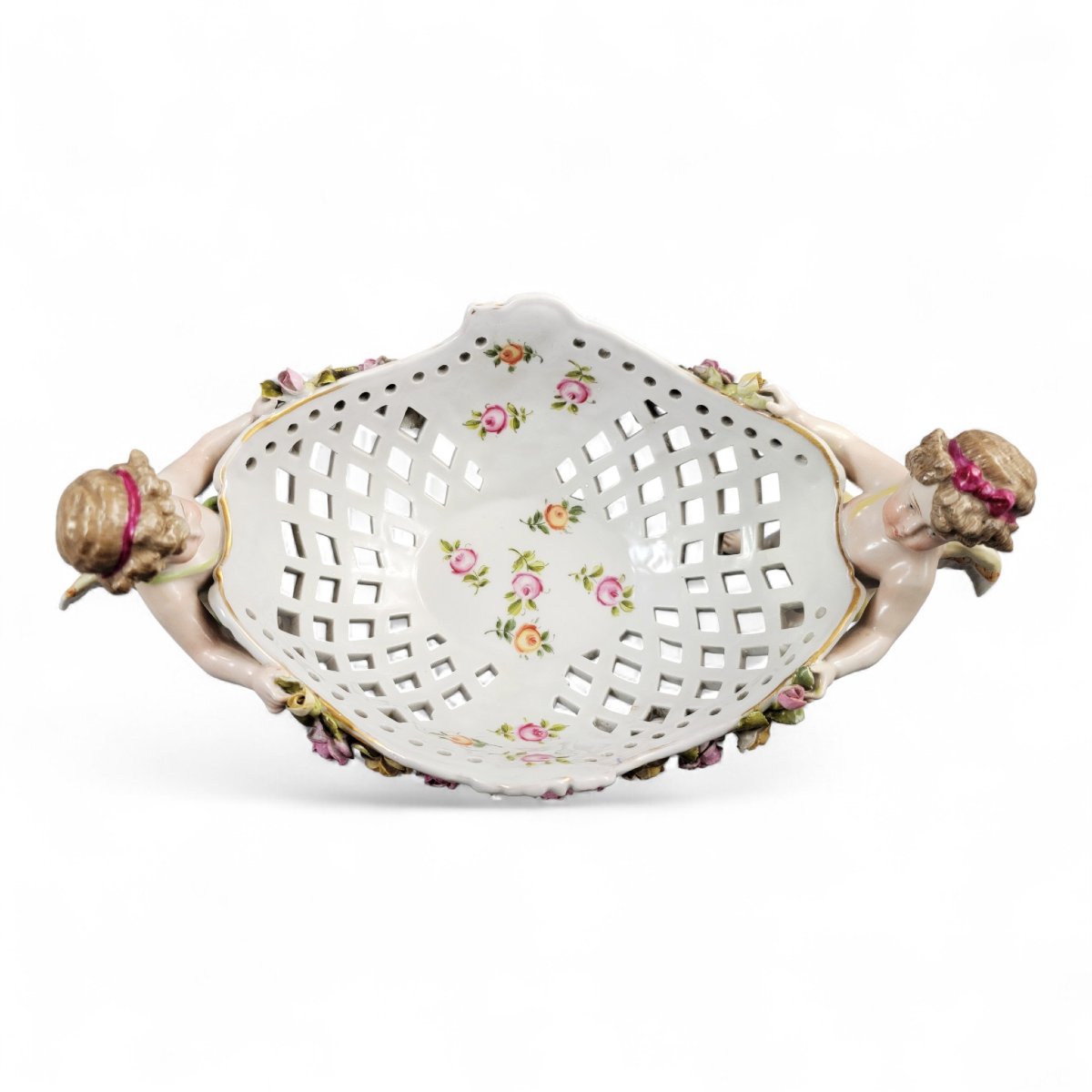 Centre de table en porcelaine de Plaue Schierholz avec deux chérubins, vers 1907-photo-5