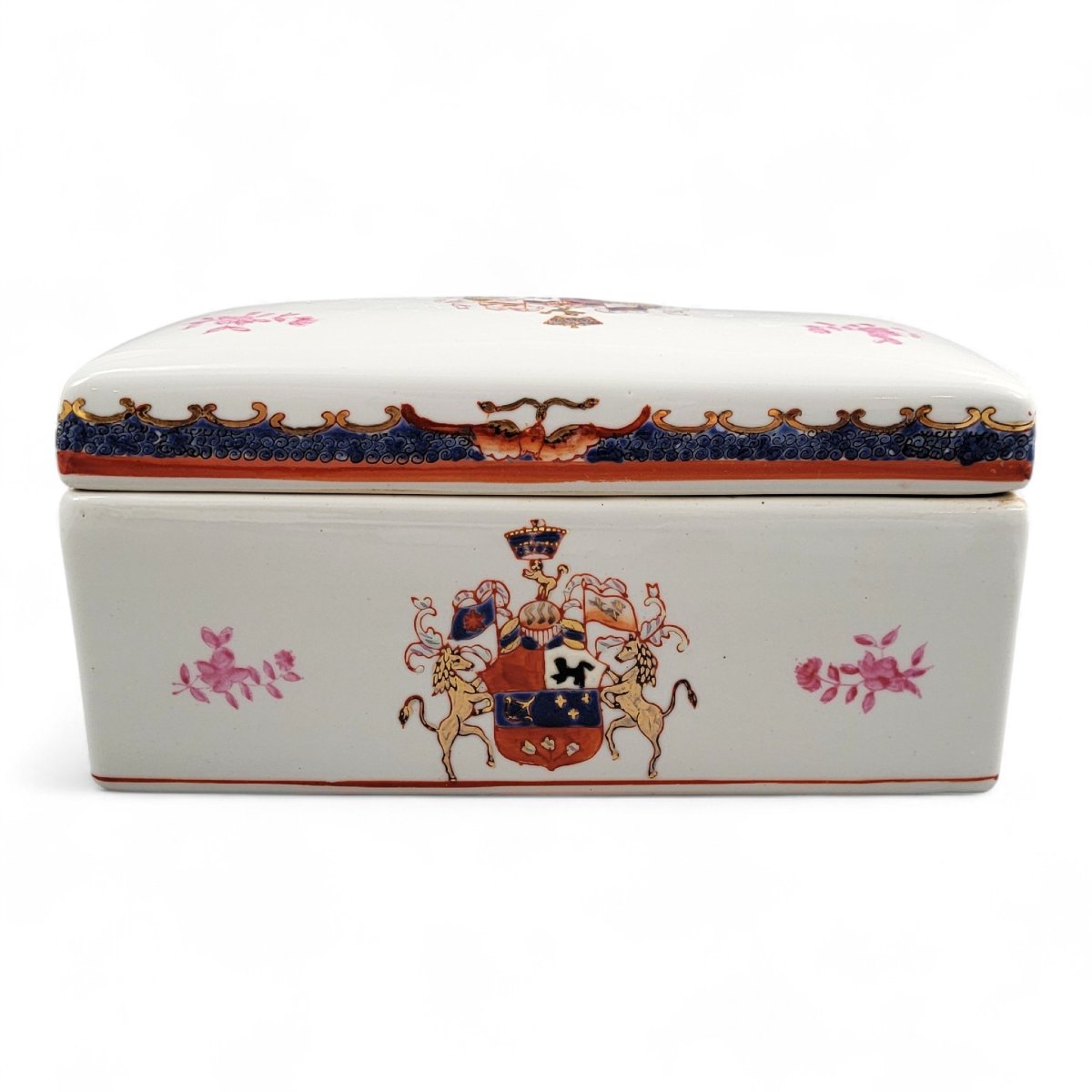 Paire de boîtes armoriées en porcelaine, Hong Kong, XXᵉ siècle-photo-1