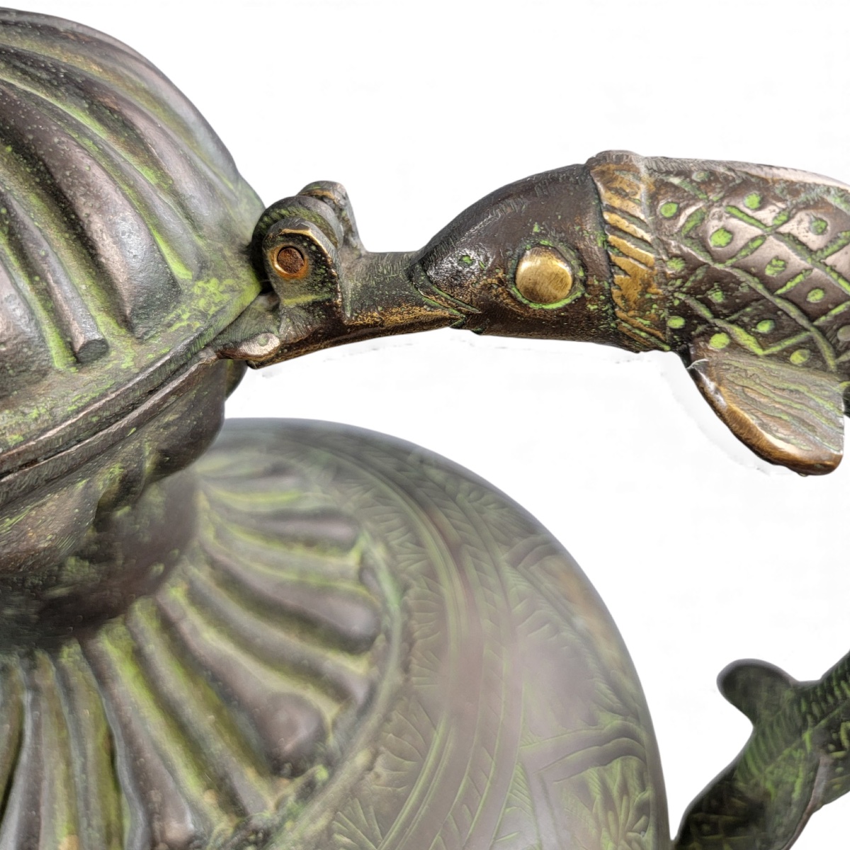 Grande aiguière indo-persane en bronze, anse makara, Inde c. 1850-photo-4