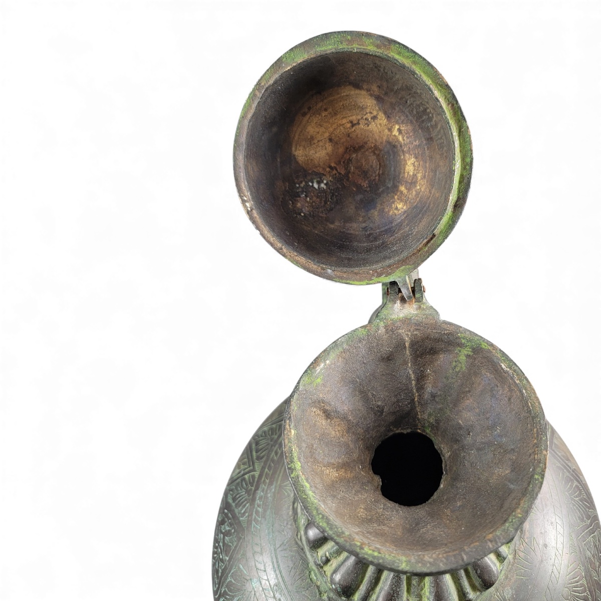 Grande aiguière indo-persane en bronze, anse makara, Inde c. 1850-photo-7