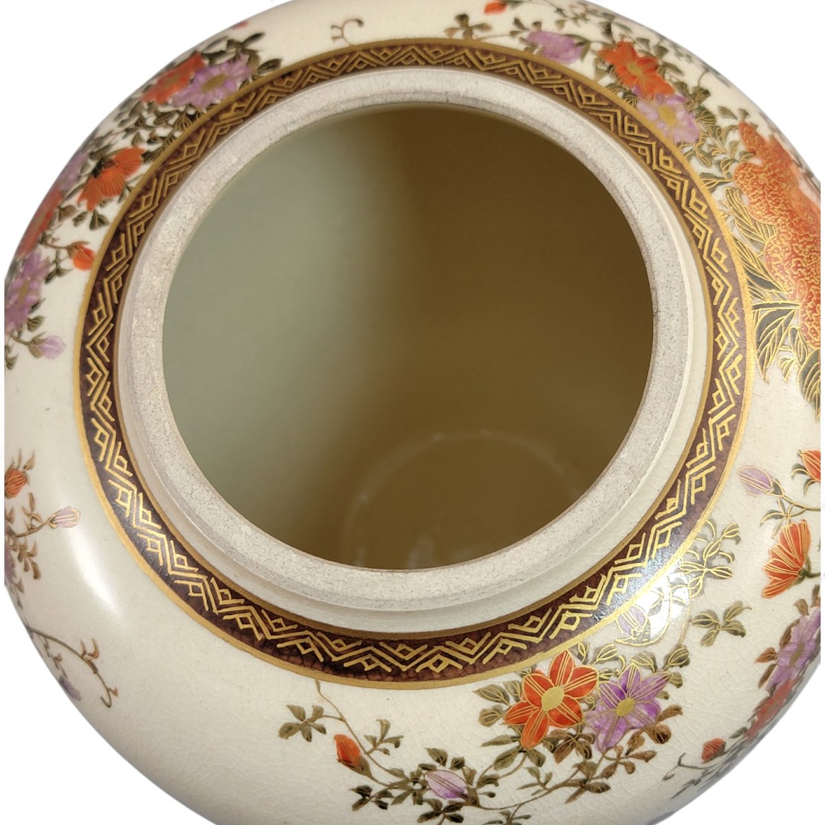 Grand Pot Couvercle en Satsuma de Kyoto, Paysage Signé Yamashu, vers 1890-photo-5