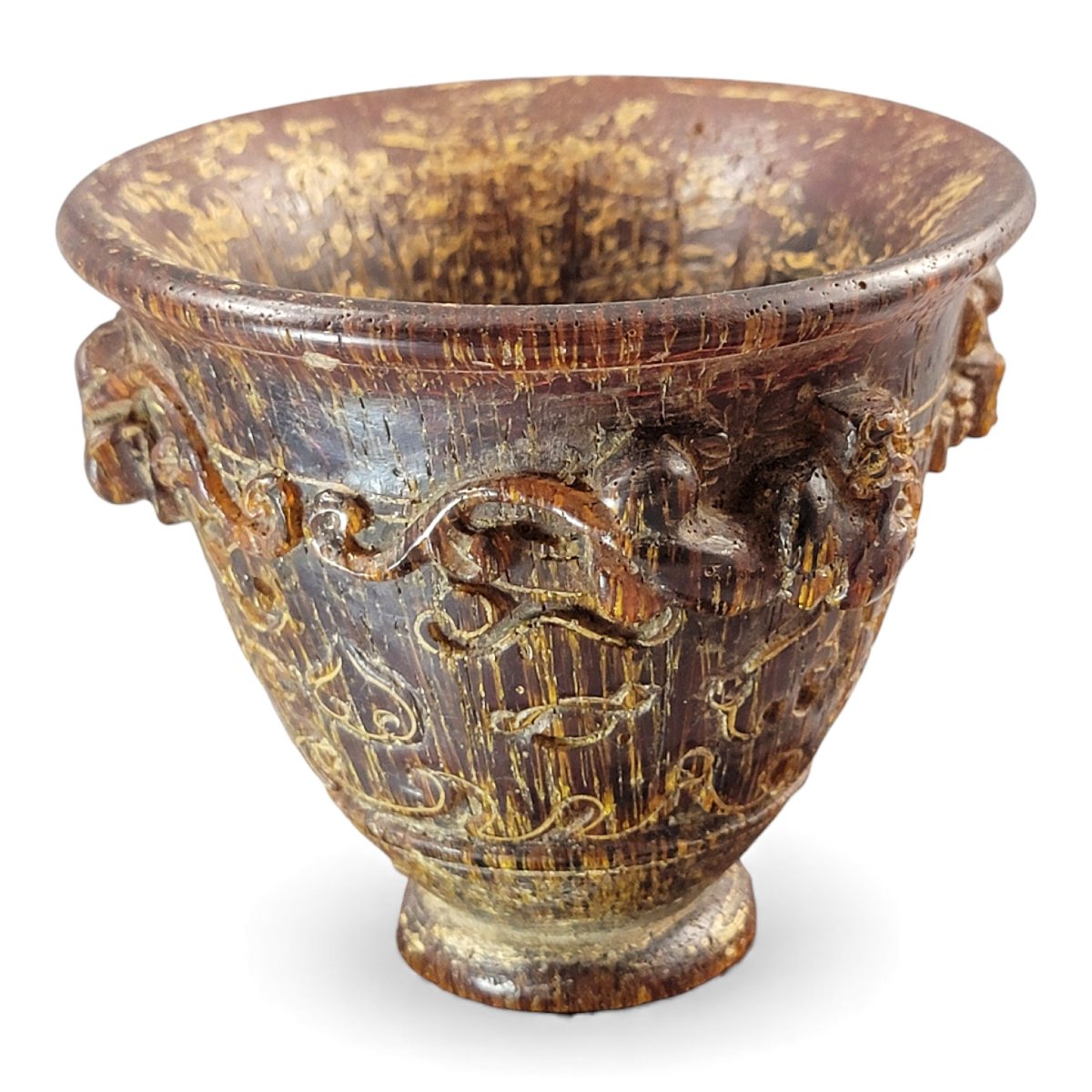 Chinese Carved Libation Cup With Archaistic Motifs, Late Qing/republic-photo-3